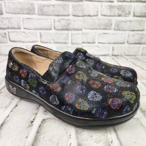 Alegria Keli Sugar Skulls Women US 10.5 EU 41 Black Leather Slip-On Nursing Shoe